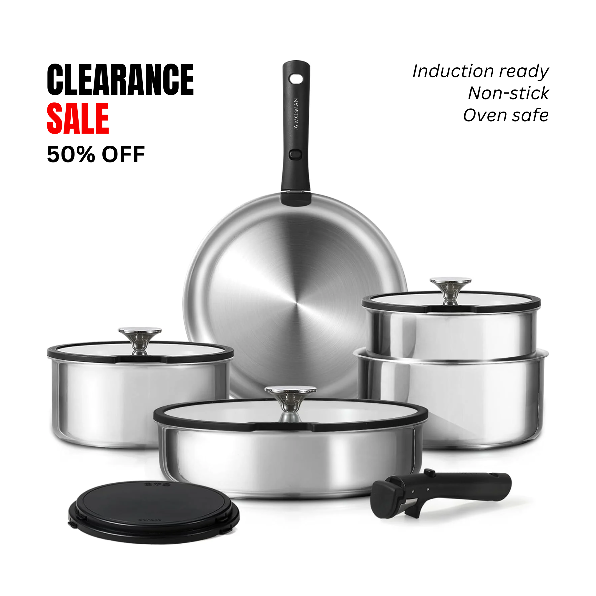 11 Pc Mosman Stainless Steel Cookware Set